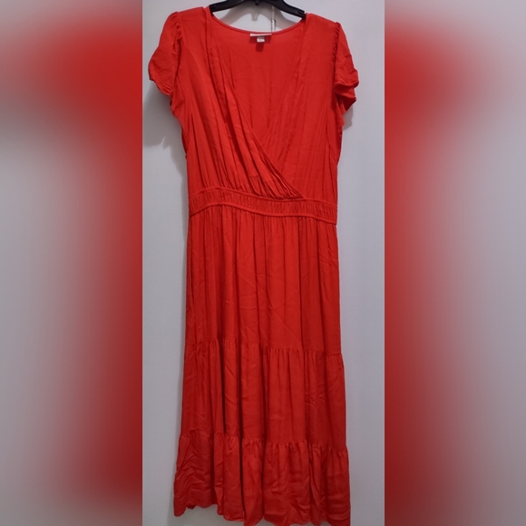 Knox Rose Dresses & Skirts - Knox Rose Women Dress Large Red Orange Tiered Ruffle Maxi Large